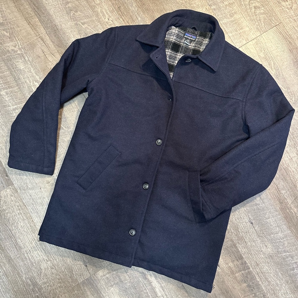 Vintage Patagonia Original Troler Loden Wool Blend Navy Blue Jacket - Size Large